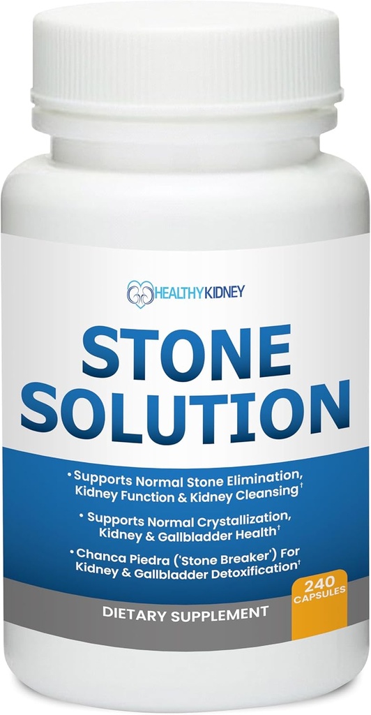 Stone Solution Kapsulas- naravni dissolver, Ledvični kamen Podpora & Ledvični čistilec, 60 Serving + Bio Fiber, Ledvična čistila Detox in popravila - Restorativna podpora ledvic in ledvic, 2.5LBS