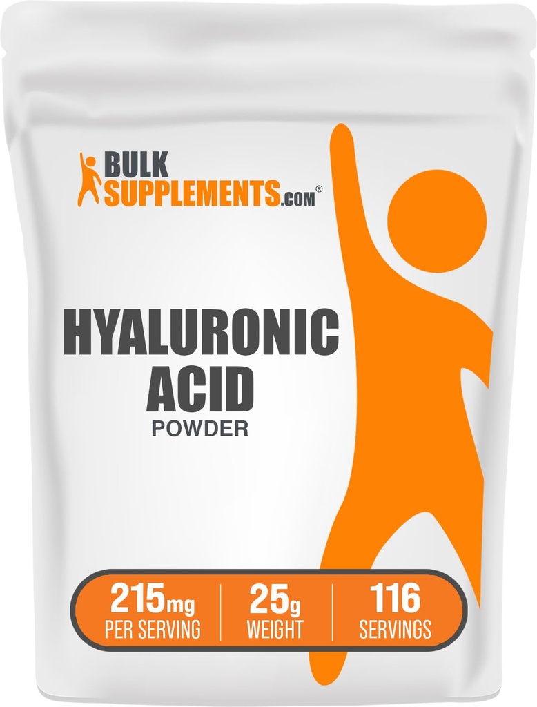 BulkSupplements.com Hialuronska kislina v prahu - kot natrijev hialuronat, hialuronska kislina dopolnila - stopnja hrane, Gluten prost - 215mg na serviranje, 25g (0,88 oz) (Pack of 1)