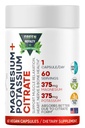 Magnezijev citrat + Kalijev 60 Premium Veganske kapsule (Citrat 375 mg) + (375 mg kalija) Ne gensko spremenjeni, Gluten brez - Visoka absorpcijska dopolnila Izdelano v ZDA