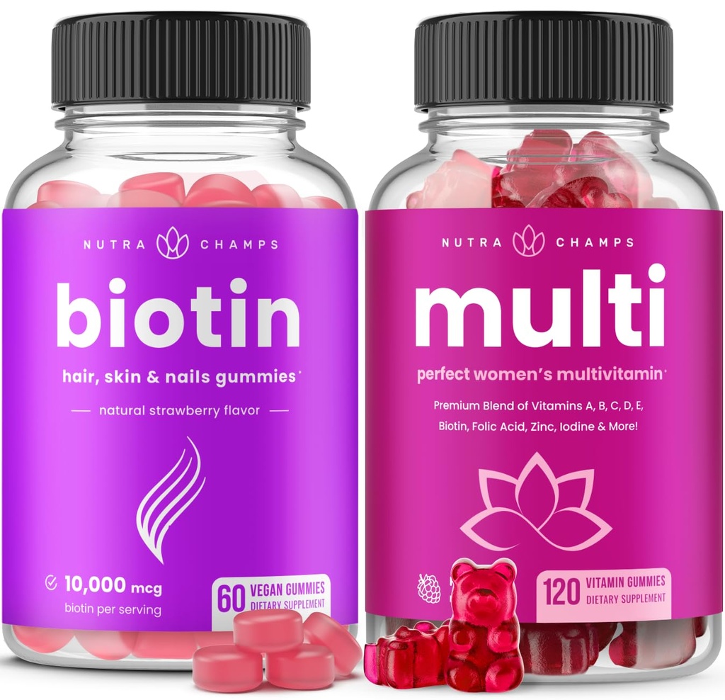 NutraChamps Biotin Gummies in ženske multivitaminske Gumies
