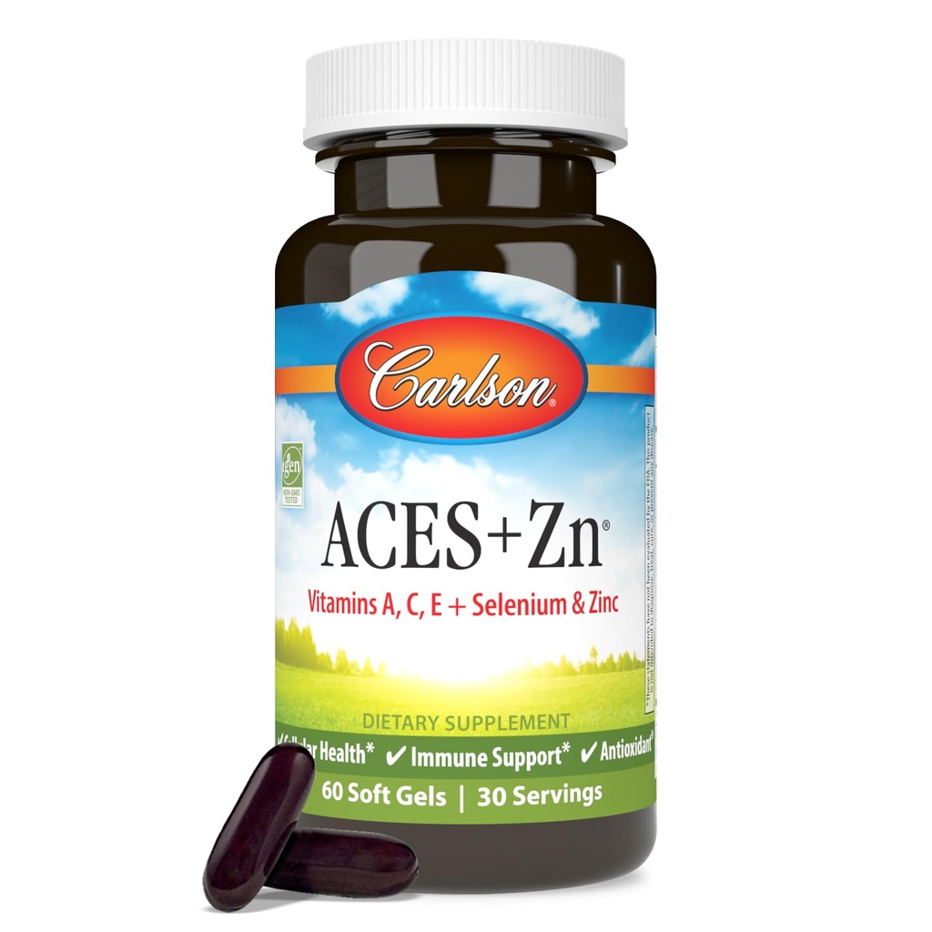 Carlson - ACES + Zn, vitamini A, C, E + selen in cink, celično zdravje in imunoterapija, antioksidant, 60 kapsul