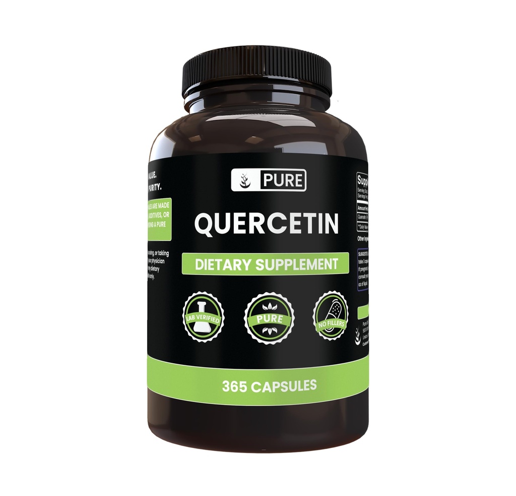 Čiste izvirne sestavine Quercetin (365 Kapsule) Vedno čist, brez dodatkov ali polnila, laboratorij preverjen