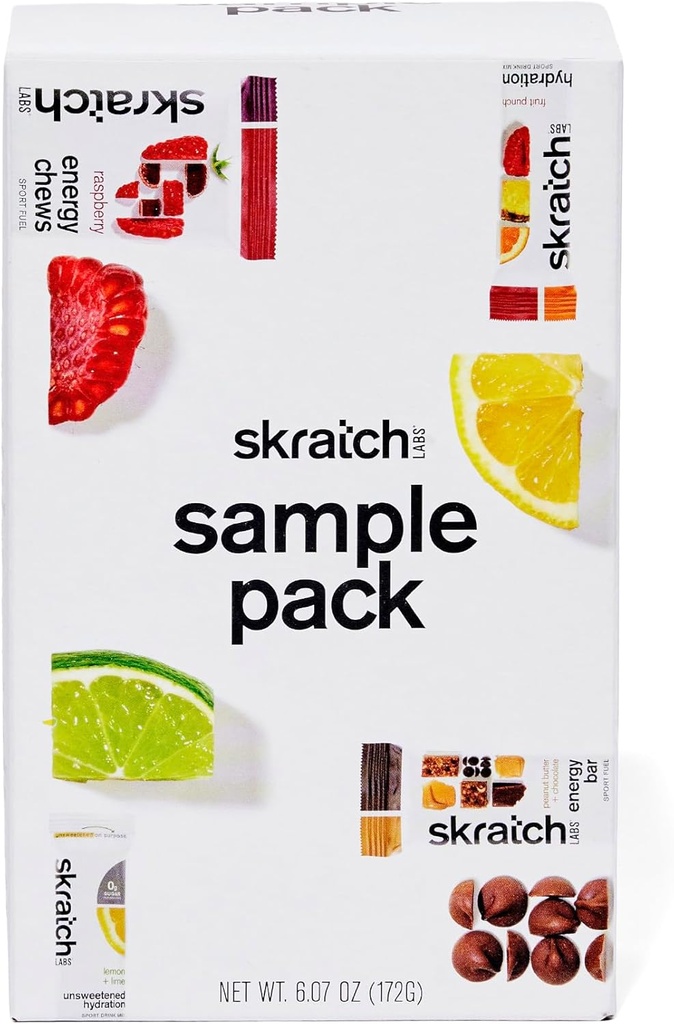 Škratch Labs Vzorčni paket - Hydration Drink Mix, Nesladkan šport Drink Mix, Energy Chews, Energy Bar - Sports Nutrition Trial Variety Pack - za tek, kolesarjenje, pohodništvo in vzdržljivost dejavnosti