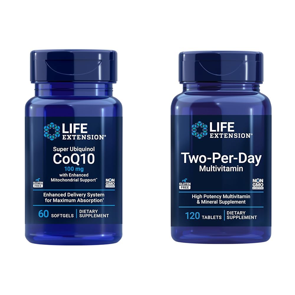 Life Extension Super Ubiquinol CoQ10 Heart & Cell Energy Support with Two-per-Day High Potency Multi-Vitamin & Mineral Supplement, 60 Softgels & 120 Tablets