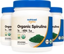 Nutricost Organic Spirulina Powder Unflavored, 1LB Container za 454 Serving (3 steklenice) - Vegan, brez GSO in gluten