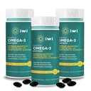 Iwi Omega-3 Essential, 90 Softgels (90 Servings), Rastlinsko-based Algae Omega 3 z EPA + DHA, Možgani, Srce in Imunska podpora Prehranska dopolnila, Krill & Fish Oil Alternative, Brez ribjega pookusa