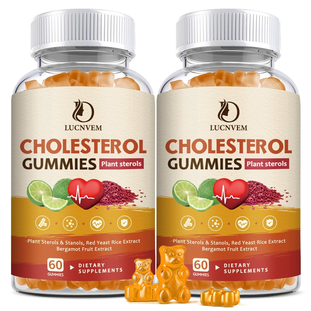 (2 paket) Holesterol dopolnila Gumiji za Holesterol Zdravi, Rastlinski Steroli & Stanols, Rdeči kvas riž, Citrus Bergamot kompleks za Holesterol, Ohraniti zdrave ravni holesterola - 60 dan dobave