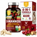 Številka One Nutrition Premium D Mannose Supplement za ženske in moške [Max Jakost, 1350MG] Naravna D-mannoza z brusnico, Hibiscus in Dandelion za zdravje sečil Tract, 120 Count