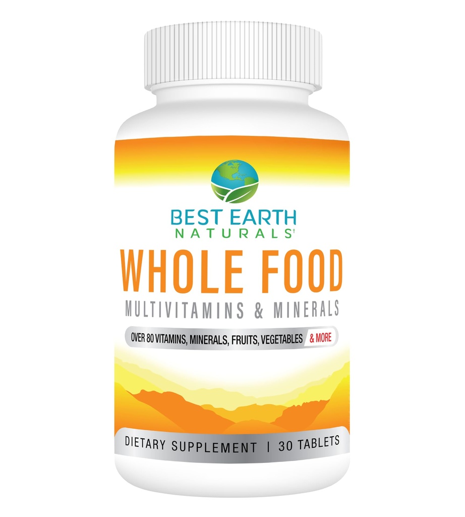 Best Earth Naturals Cela hrana Multivitamini & Mineral Vegan Formula s sadjem, zelenjava, probiotična mešanica in več, 30 Število