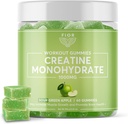 FIOR Kreatin Gummy - Najboljši kreatin monohidrat Žvečljiv, 60 Štetje, Vadba & Beljakovine dopolnilo, Kognitivno izboljšanje, Sour Green Apple Flavor, 30 Servings