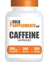 BulkSupplements.com Caffeine Capsules - Caffeine Supplements, Caffeine Pills 200mg - Caffeine Capsule, Stay Awake Caffeine Pills - 1 Capsule per Servings, 300-Day Supply, 300 Capsules