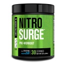 Jacked Factory NITROSURGE Pre Workout dodatek - Energy Booster, Instant moč dobi, Jasno Fokus & Intense črpalke - NO Booster & Močni Preworkout Energy Powder - 30 Servings, Modra malina