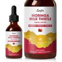 Mleko Ocvirki jetra Detox kapljice Apple aroma – čiščenje jeter Detox in popravila z Moringa, Dandelion, Burdock & Zeleni čaj – Zeliščni tekoči dodatek za podporo jeter in jeter zdravje, Vegan, 2 Fl Oz