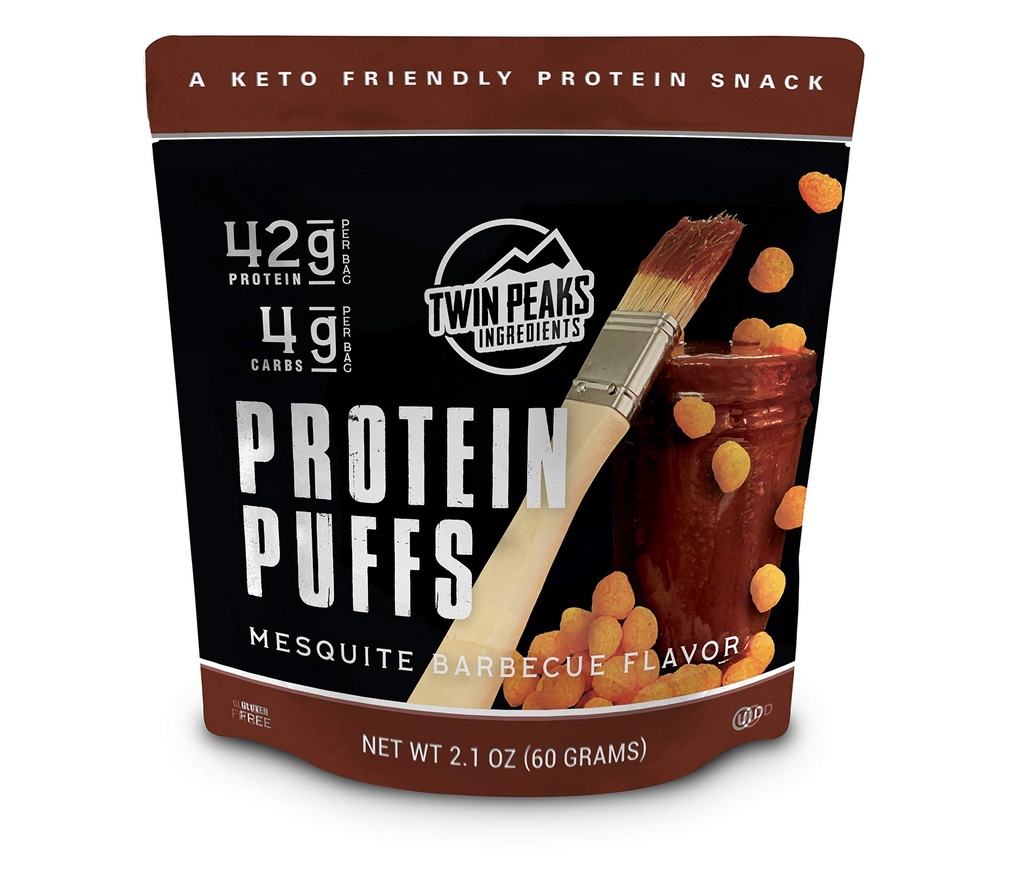 Twin Peaks Low Carb, Keto Prijazni proteini Puffs, Mesquite Žar 2 Servisi, 3 pakiranja (60g, 42g beljakovine, 4g ogljikovih hidratov, 120 Cals)
