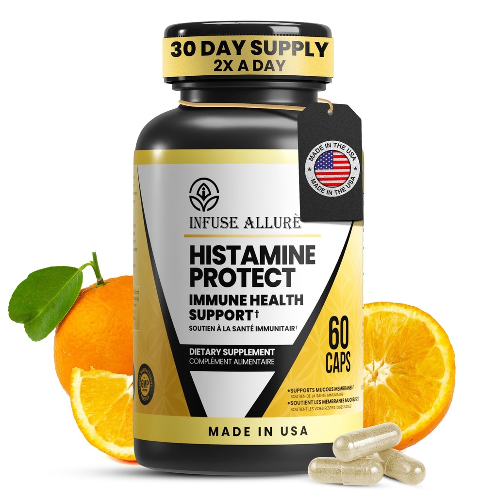 Premium Histamin Block dodatek - Advanced Diamin oksidaza DAO Enzyme za intoleranco histamina v hrani - Izdelano v ZDA 60 kapsul