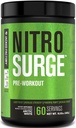 Jacked Factory NITROSURGE Pre Workout dodatek - Neskončna energija, Instant moč dobi, Jasno fokus, Intenzivno črpalke - NO Booster & Močni Preworkout Energy Powder - 60 Servings, Arktična bela