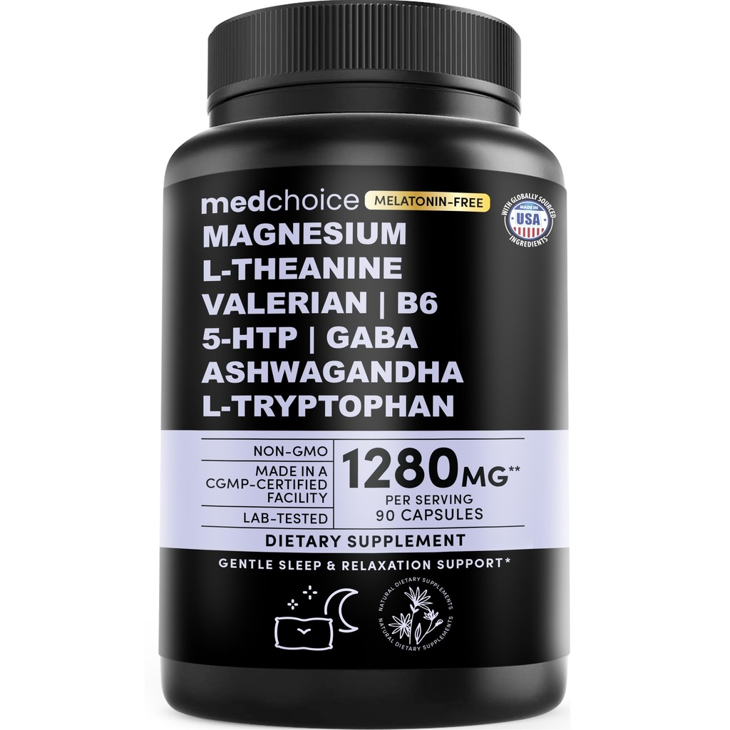 12-v-1 podporne kapsule za spanje - Melatonin-free in Non-Habit Oblikovanje spanja dodatek z uravnoteženo mešanico magnezija, Ashwagandha, L-Triptofan, Valerian Root, GABA in 5-HTP (90 kapsul)