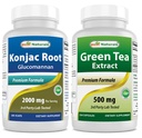Konjac Glukomannan koren 2000 mg & izvleček zelenega čaja 500 mg