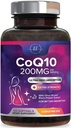 Koencim Q10 200mg na servisni dodatek - Ultra visoka absorpcija, Antioksidant za zdravje srca in energijo proizvodna podpora - CoQ10 (Ubikinon) Co Q 10 Dopolnilo & Vitamini 100mg vsak - 120 Softgels
