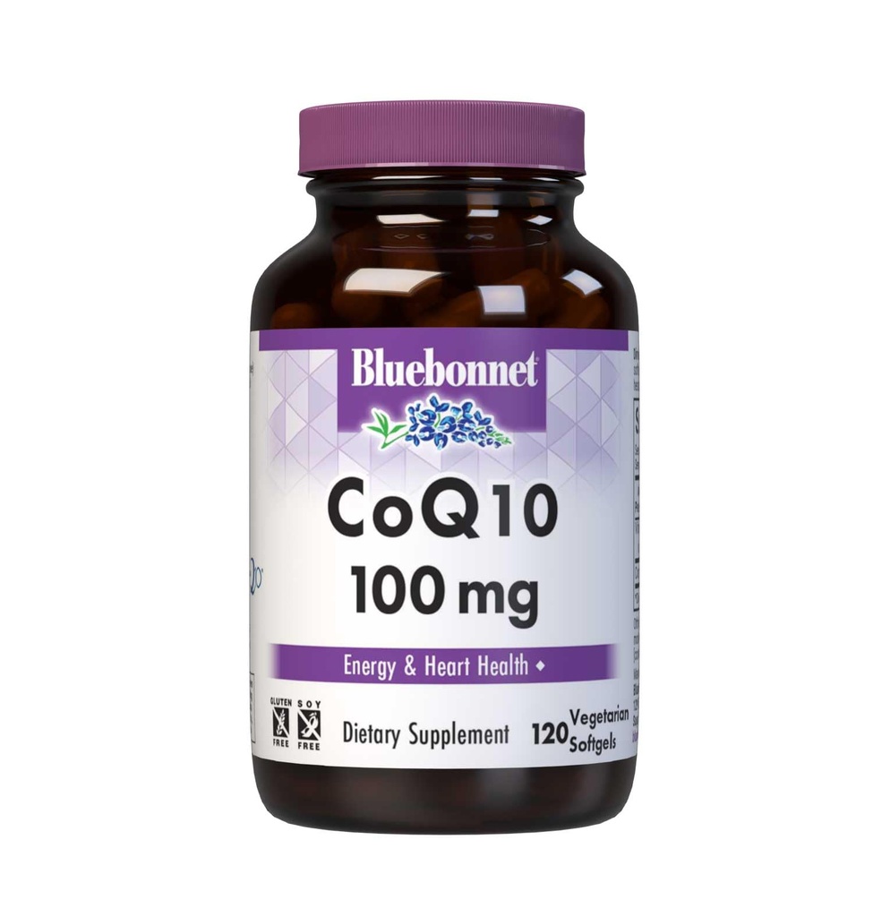 Bluebonnet Nutrition CoQ10 100 mg, Energy Production*, Heart Health*, Non-GMO, Gluten-free, Soy-free, Vegetarian Friendly, 120 Vegetarian Softgels, 120 Servings