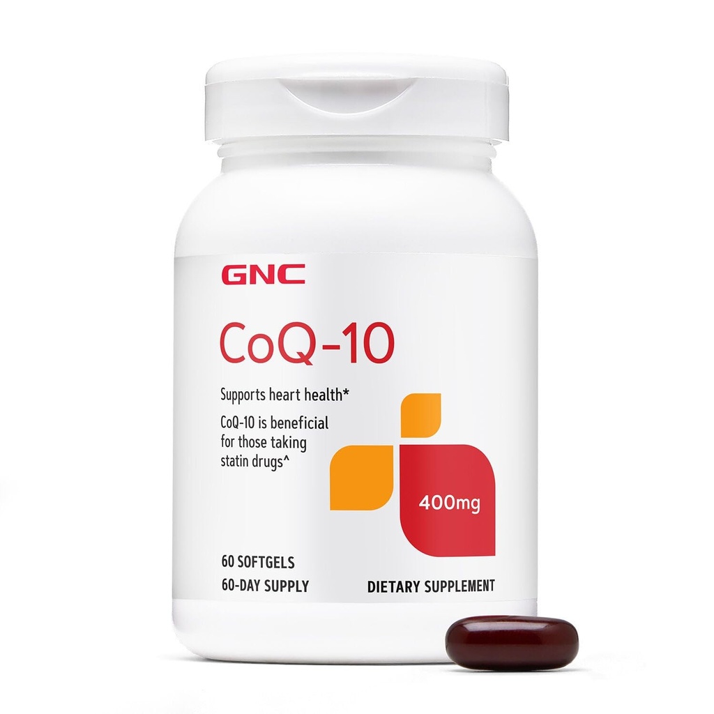 GNC CoQ-10 400mg - Heart Health & Celular Energy Support Dietary Supplement - Antioksidant za zdravo kardiovaskularni sistem - Enostavno pogoltniti softgels - Gluten-free - 60 Število (60 Serving)