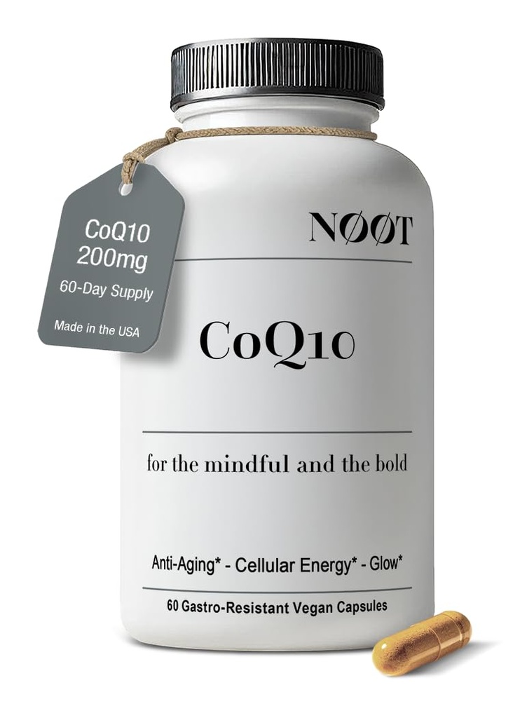 NOOT CoQ10 200mg - visoko Absorpcijski- koencim-Q10, antioksidant za srce in kognitivno zdravje in imunosupresivno podporo, proizvodnja energije, Ubikinon, Vegan, Coq 10 dodatek, Nootropic, 60 kapsul
