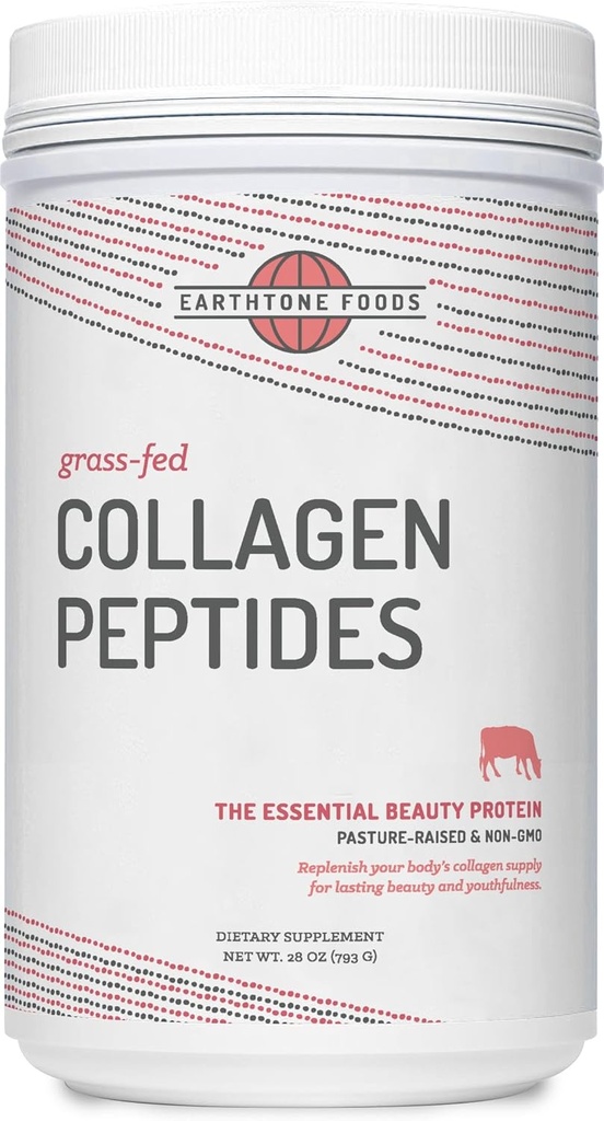 EARTHTONE Grass-Fed kolagen peptidi v prahu 28 oz Hrana - hidrolizirana, ne-GMO - nearomatizirana - za ženske in moške - dodatek naravnih beljakovin - Paleo in Keto prijazno