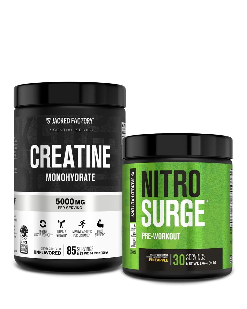 Jacked Factory Nitrosurge Predworkout v Ananas & Kreatin Monohidrat za moške in ženske