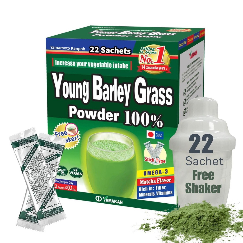 Yamamoto Kanpoh YAMAKAN Grass Juice v prahu, Mladi Ječmen Travi Powder Bogat z minerali, Vitamini in na rastlinah osnovane beljakovine za ženske in moške, Grass Juice iz Japonske, Non GSO 22 Število