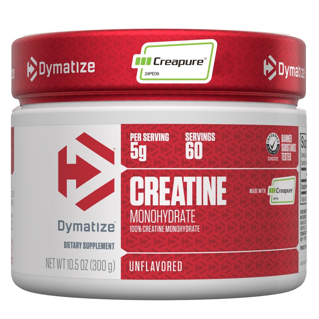 Dymatize Kreatin monohidrat Prašek s CREAPURE (Proizvod Nemčije), 5g na strežbo, 60 Serving (300g), Kreatin za ženske in moške, Gluten prost