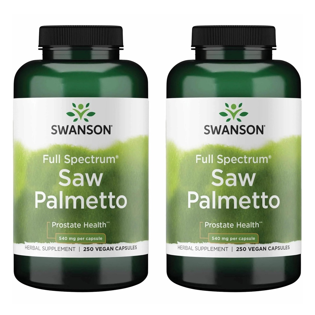 Swanson Saw Palmetto - Zeliščni dodatek za spodbujanje zdravja moških prostate - Naravni las dopolnilo in zdravje v urinu (540 mg 250 kapsul) (2 paket)