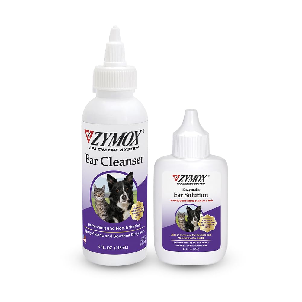 Pet King Blagovne znamke ZYMOX rešitev za ušesa z 0,5% hidrokortizon in čistilo za ušesa