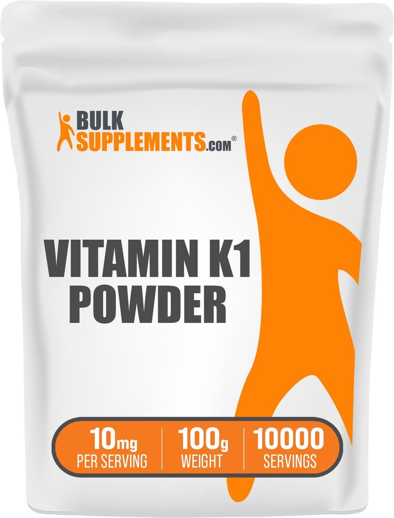 BulkSupplements.com Vitamin K1 Powder - Vitamin K1 Dopolnilo za zdravje kosti in srca - Gluten Free, 10mg na Serving, 100g (3.5 oz) (Pack of 1)