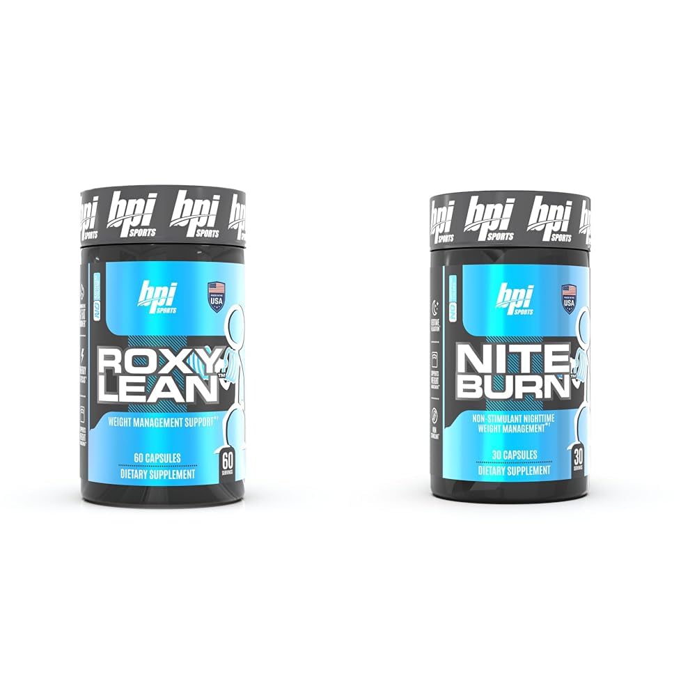 BPI Sports RoxyLean Extreme Fat Burner & Nite Burn Night Time Fat Burner & Podpora za spanje, 60Count & 30 Servings