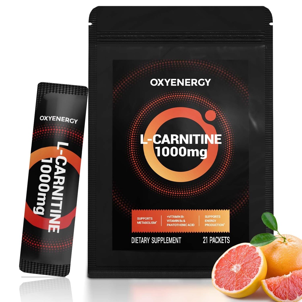 OxyEnergy Tekoči L-karnitin Dodatek 1000mg - Nežen za vsakodnevno uporabo, Zero Calorie, Sugar-free, Stim-free maščobe gorilnik in vzdržljivost Booster, 21 On-the-Go posamezne tekoče palice
