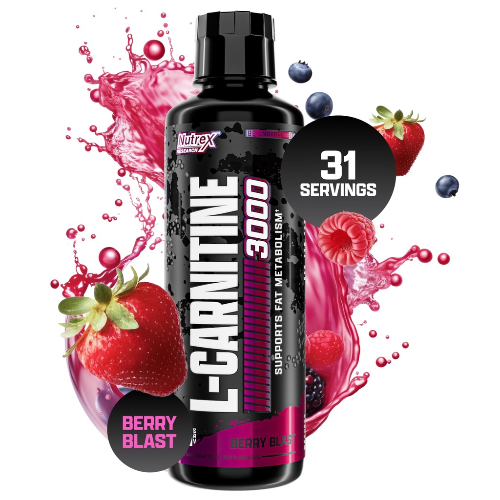 Nutrex Research L-Carnitine 3000 (31 Serving, Berry Blast) 