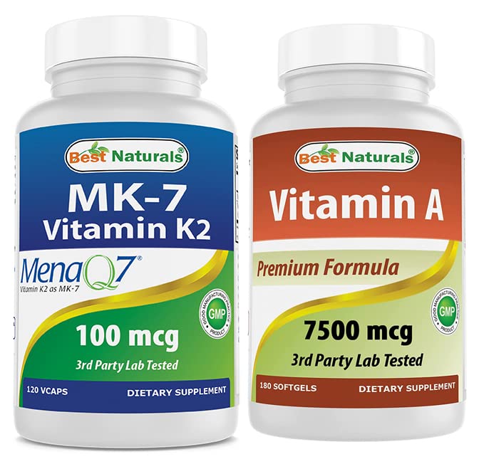 Najboljši naravni MK-7 Vitamin K2 100 μg & vitamin A 25000 i.e.