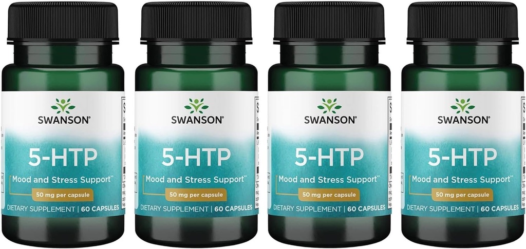 Swanson Aminokislina 5-Htp 50 miligramov 60 kapsul (4 pakiranja)