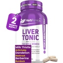 Herbtonics Liver Cleanse Detox & Repair Supplement with Milk Thistle & Artichoke 20-in-1 Liver Support Formula, Energy & Overall Health | Dandelion, Turmeric, Berberine | 120 Vegan Capsules