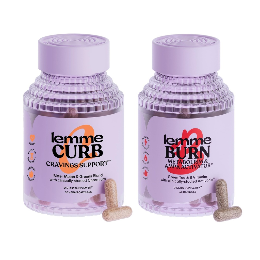 Lemme Curb in opeklina - Presnova, Cravings Podpora in upravljanje teže s klinično Študiran Chromium Pikolinat, Ginostemma, Cimet, Zeleni čaj, Vitamin B6 & B12 - Gluten-free, 60 Count Ea