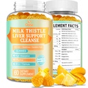 Jetrna čistila Detox & Popravilo 2000 Mg mleko Thistle Gummies - Mango Ananas - z NAC, Glutatione, Dandelion Root, Aloe Vera Leaf, itd, Gluten-free, 60 Count