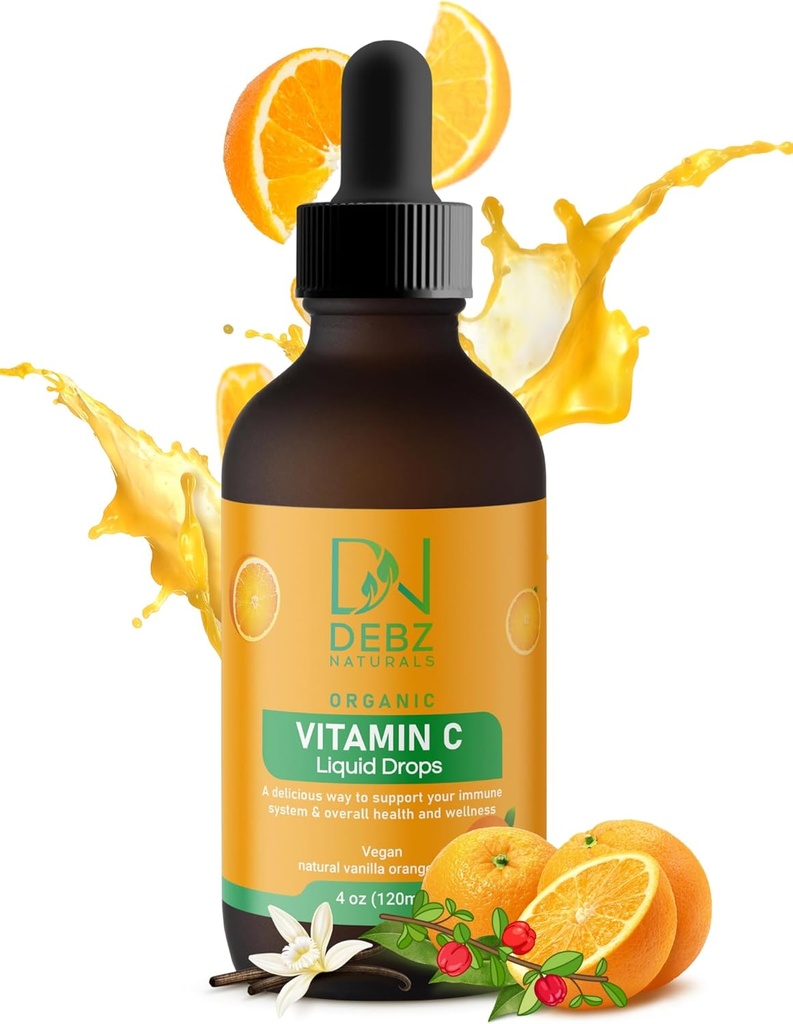 Organic Liquid Vitamin C kapljice - Imunska podpora dodatek - Vegan - Made in USA - 4 oz - Priročno - Okusno