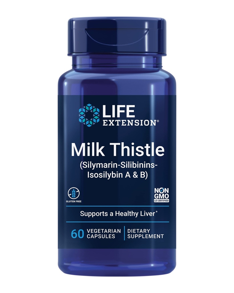 Life Extension Milk Thistle, silimarin, silibinini, izosilibin A & B, Oddaja polno spectrum mleko Thistle Prednosti za zdravje jeter, Ne-GMO, Gluten-free, Vegetarian, 60 kapsul