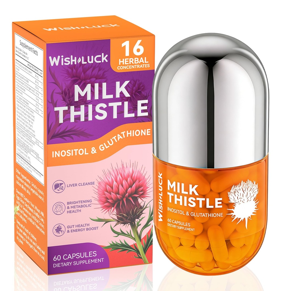 Jetrna čistila Detox za ženske: Mlečni osat z Dandelion za podporo jeter, Inozitol & Glutation za antioksidant Metabolično zdravje Non-GMO 60 Kapsule