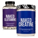 NAKED Pure Micronized Kreatin Monohidrat 200 Serving + Pure L-glutamin 240 Kapsule paket: Vegan, Ne-GMO, Gluten brezplačno. Zmanjšanje mišične razčlenitve in izboljšanje sinteze beljakovin. Nič umetnega