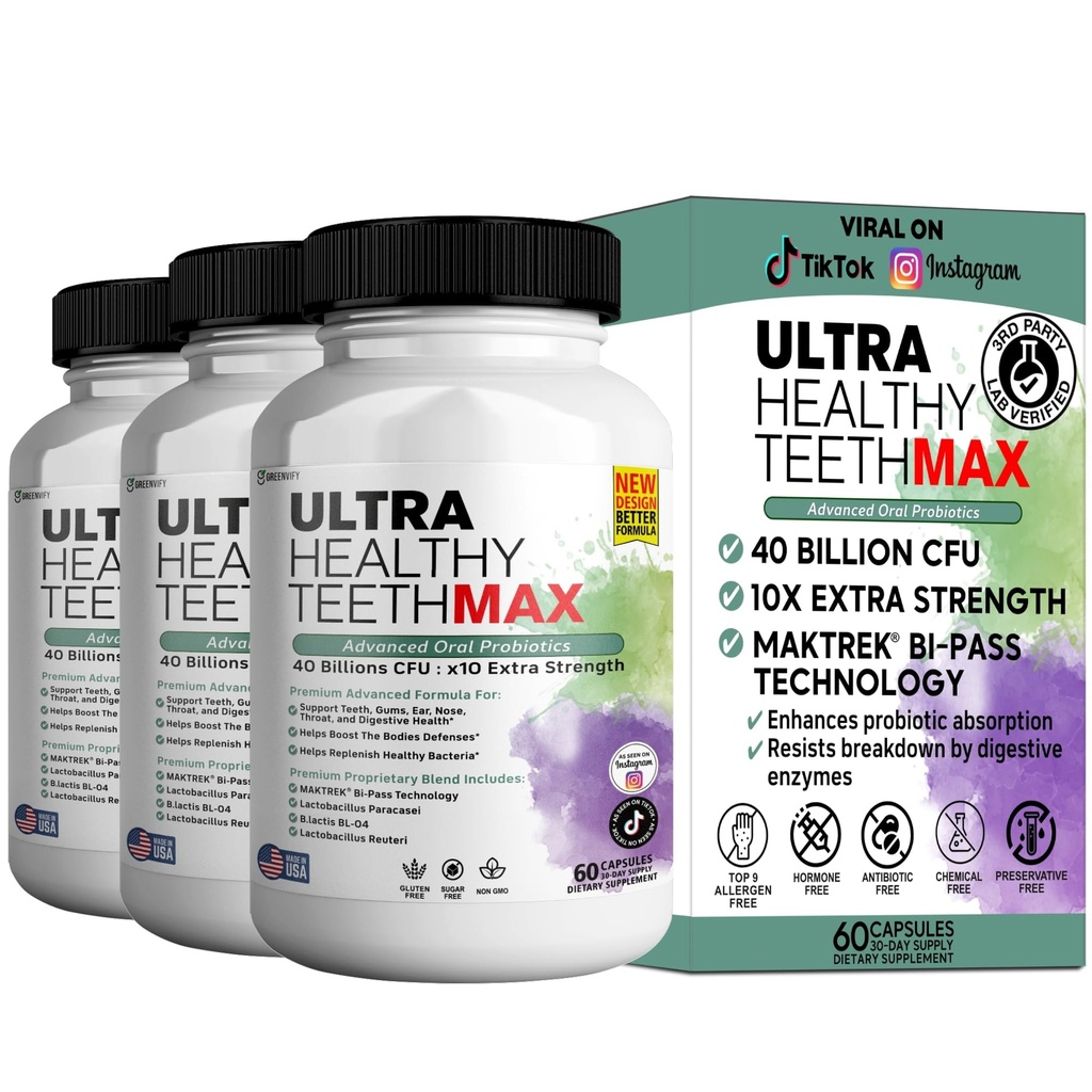 Ultra Health Zob Max Probiotic Supplement, 40 milijard CFU, 60 kapsul, Advanced Oral Health Formula (3)