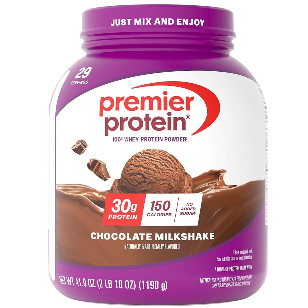 Premier Beljakovine v prahu, čokoladni mlečni napitek, 30g beljakovine, 1g sladkorja, brez soje, brez glutena, 41,9oz (29 servingov)