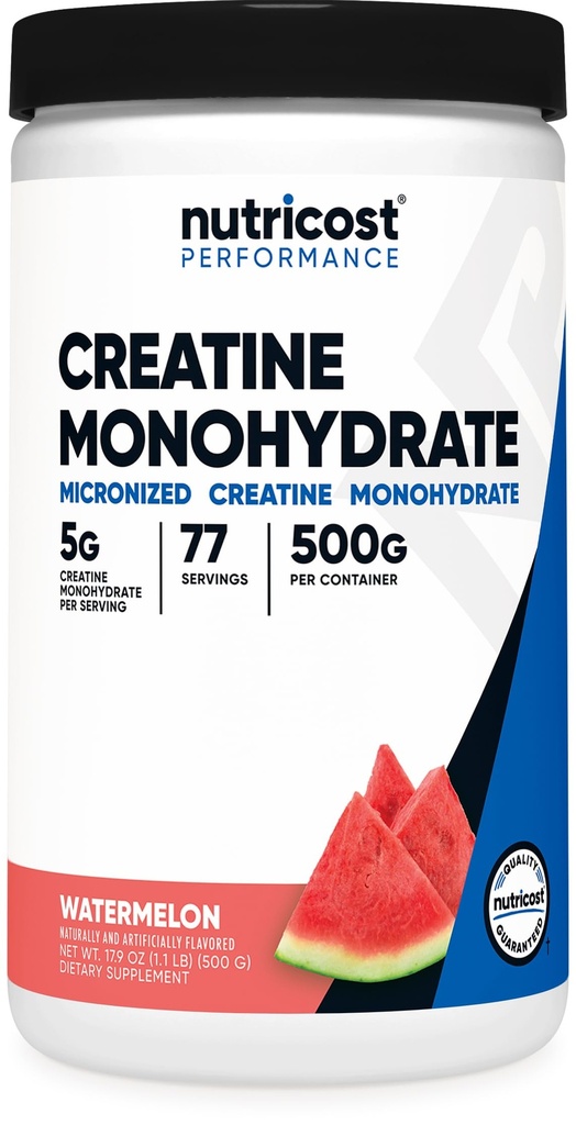 Nutricost Kreatin Monohidrat v prahu (Watermelon, 500 Gram) - mikroniziran kreatin dodatek - Vegan, Ne-GMO, Gluten Free