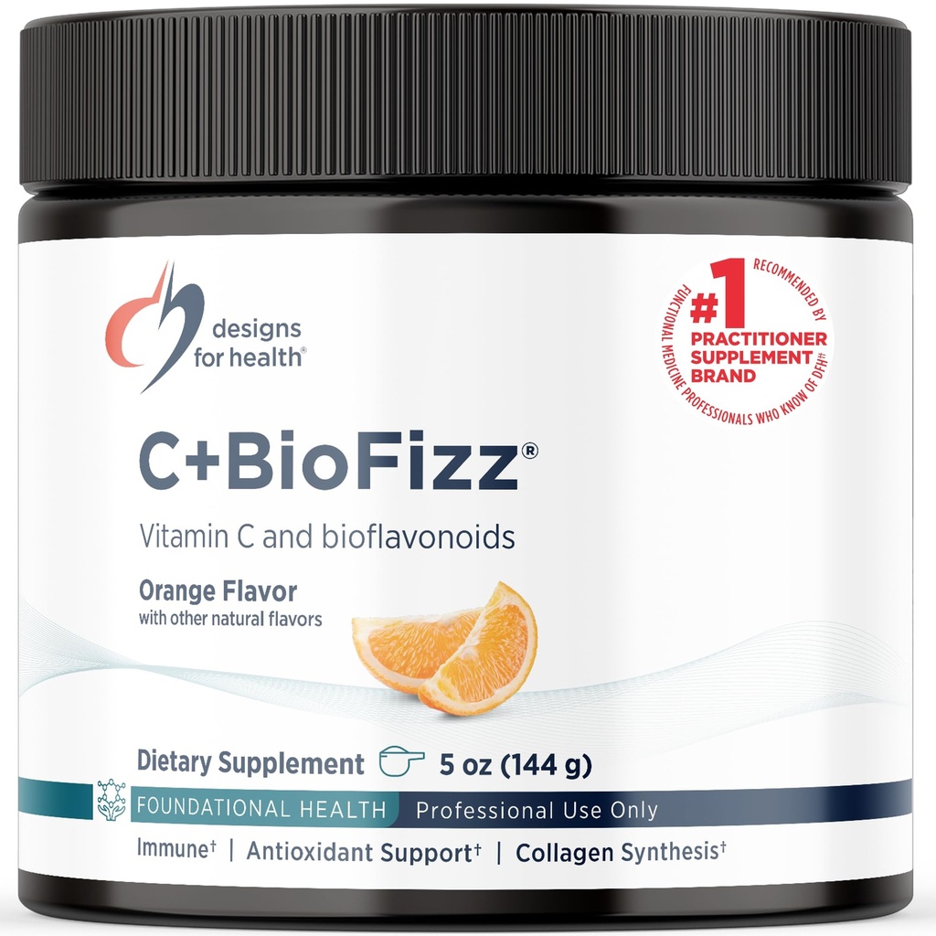 Designs for Health C+BioFizz Fizzy Vitamin C Drink Powder High Potency Powder z bioflavonoidi - Imunski + antioksidant Podpora - Vegan (36 Serving / 144g)
