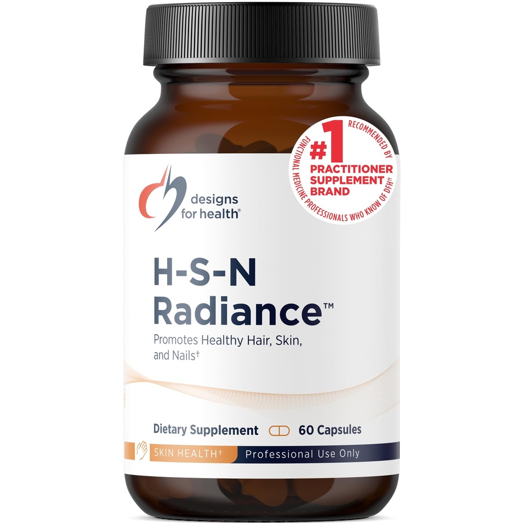 Designs for Health H-S-N Radiance - Hair Skin Nohti Vitamini za ženske in moške - Spodbujanje zdrave lase, elastičnost kože in močni nohti z vitaminom C, Biotin, Keratin & Botanicals (60 kapsul)